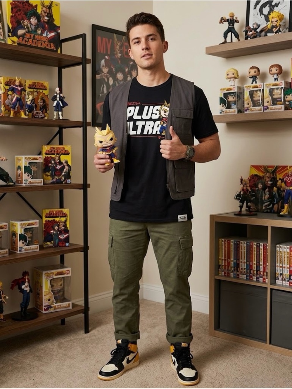 Mens Funko Pop My Hero Academia Graphic Black T-Shirt Size XL